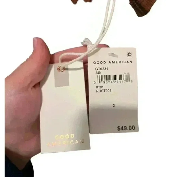 Good American Women's Knit Sweater Rust Red Short Sleeve Crew Neck Size 2 - Picture 4 of 7